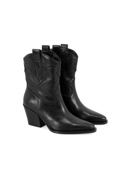 Desa Nasel Black Women's Leather Cowboy Boots