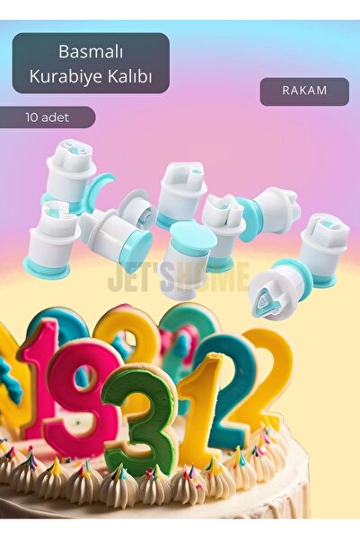 Jet's Home Basmalı Rakam Kalıbı Pasta Kalıbı Basmalı Kurabiye Kalıbı 10 Rakamlı Hamur Kalıp