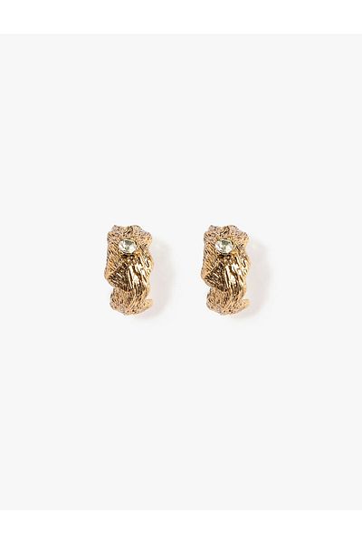 Koton Hoop Earrings with Stones Natural Texture
