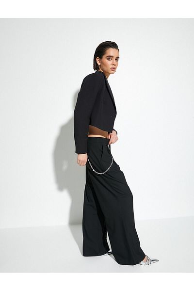 Koton Palazzo Trousers Wide Leg Normal Waist Chain Detailed