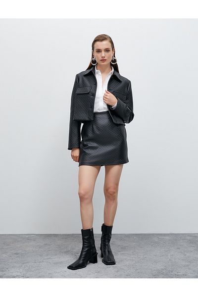 Koton Fustă mini din piele artificială texturătă