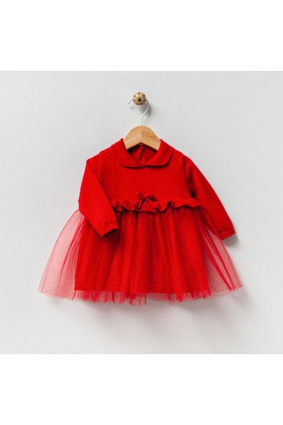 Nipperland Baby Girl Knitwear Dress with Tulle Skirt Red Color High Quality Knitwear
