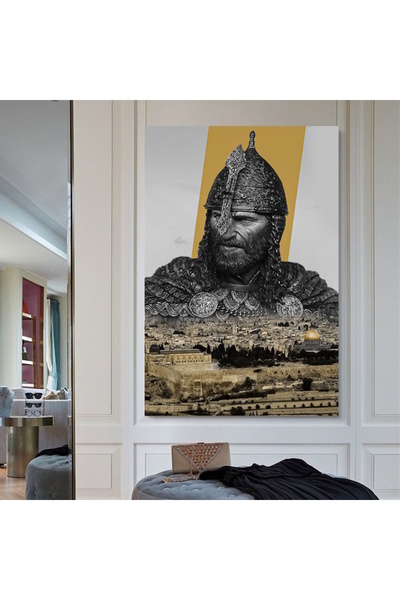 özkacar KUDÜSÜN FATİHİ SELAHADDİN EYYUBİ KANVAS TABLO EV DUVAR SALON SANAT DE...