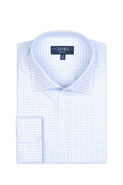 Germirli Blue Gingham Exclusive Tailor Fit Cotton Shirt