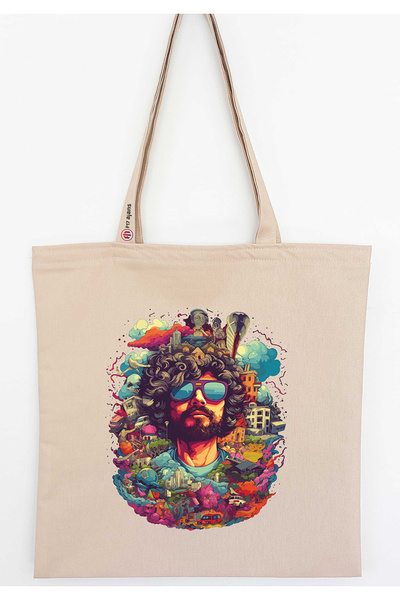 F17 Ajans με τύπωμα Λινό υφασμάτινο τσαντάκι