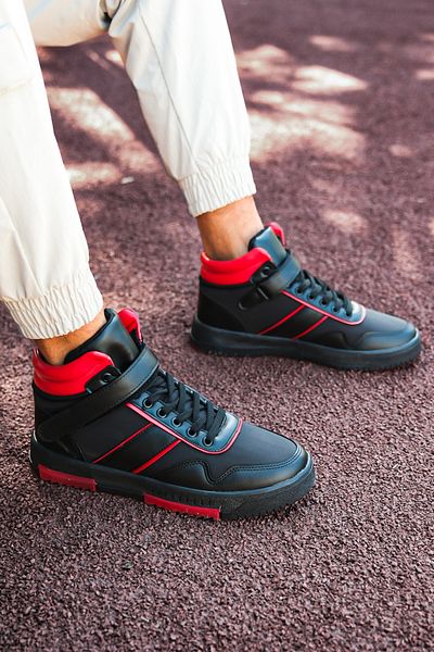 Riccon Μαύρα Κόκκινα Ανδρικά Sneaker Boots 00122935