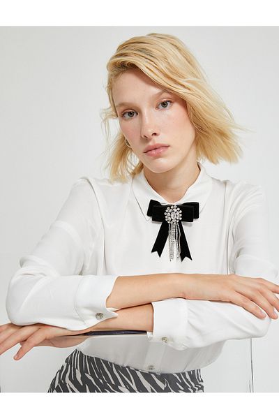 Koton Bow Stone Detailed Shirt