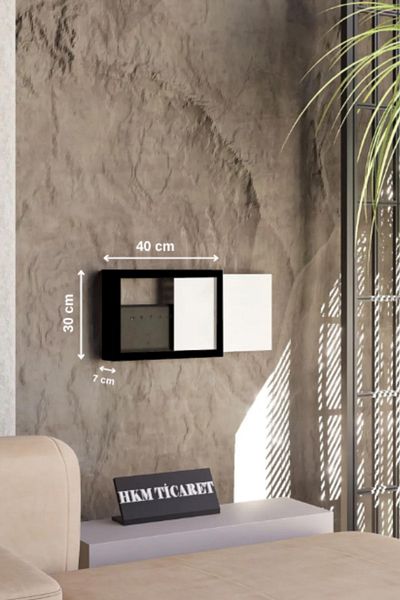 HKM Ticaret 30X40X7 cm Black Wall Hanging Insurance and Modem-Wifi Storage Box! Storage Box