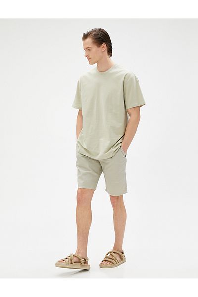Koton Bermuda Shorts Linen Blend Buttoned with Pocket Detail