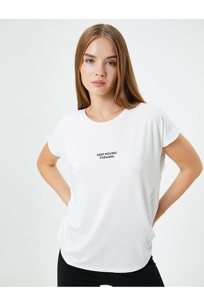 Koton Comfortable Fit Sports T-Shirt Short Sleeve Crew Neck Printed