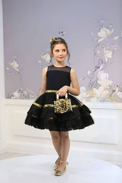 Ribbon kids Βραδινό Φόρεμα με Χρυσά Αξεσουάρ Συνδυασμός 4 τεμαχίων