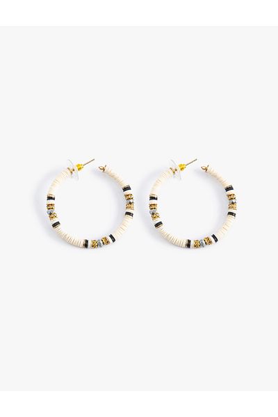 Koton Multicolored Beaded Hoop Earrings