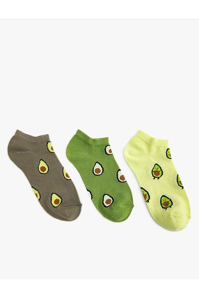 Koton Set de 3 șosete cu model avocado, multicolore