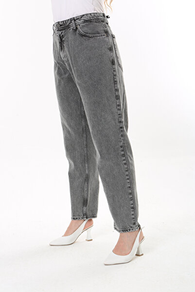 Şans Women's Plus Size Gray High Waist 5 Pockets Jeans 65N38477