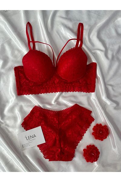 Lena Homewears Red Padded Bra Set