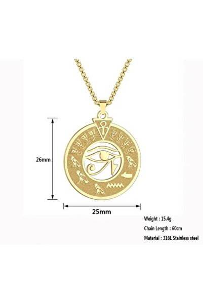 Alsade RA Horus Ankh Herşeyi Gören Göz Çelik Kolye