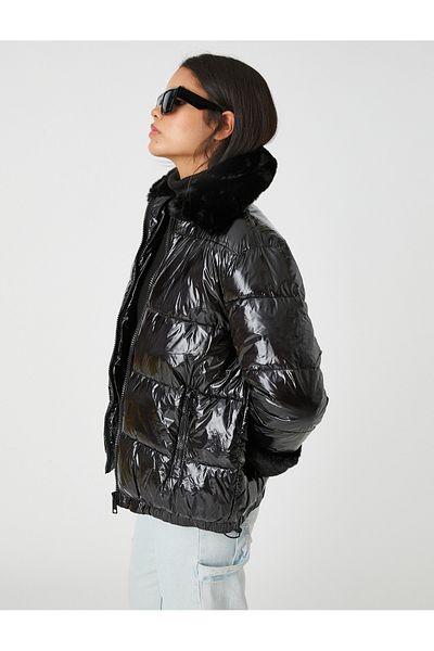 Koton Puffer Jacket with Faux Fur Detail