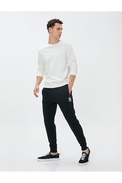 Koton Jogger Sweatpants with Label Detail, Zipper Pocket, Lace Waist