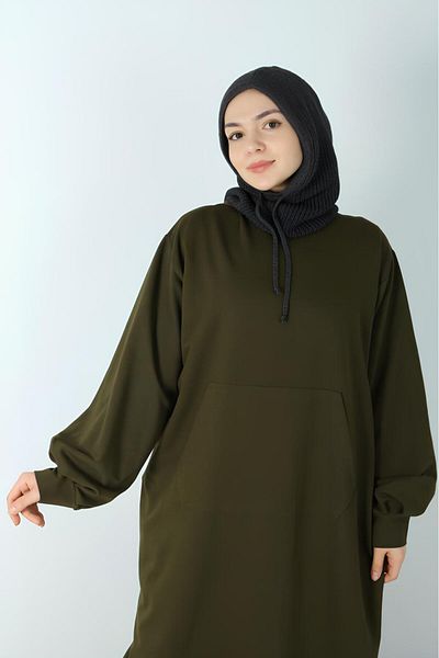 PLA STORE Χακί μακρύ φόρεμα ιδρώτα