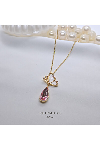 CHICMOON STORE قلادة الفراشة بيرليسسينت مع حجر الصلب