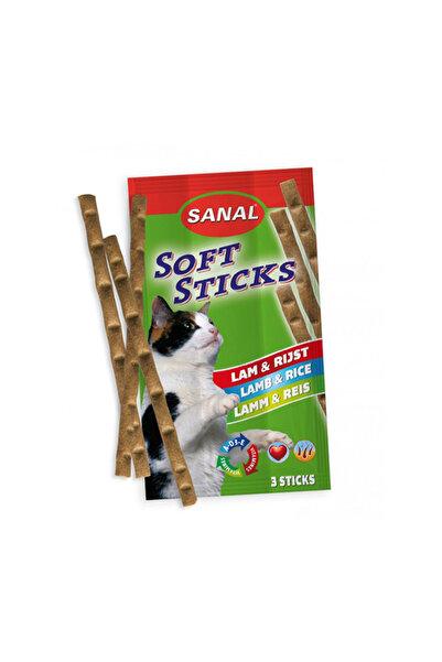 Sanal أعواد طعام قطط ناعمة بنكهة لحم الضأن والأرز - 15 جرام
