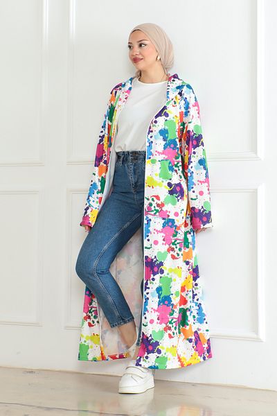MAY MARA Large Size Long Digital Printed Hooded Zipper Sweatshirt