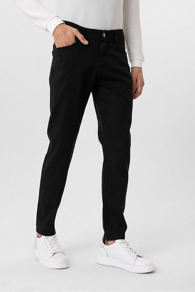 SÜVARİ Men's Regular Fit 5 Pocket Dobby Canvas Pants Pn 2020500616   Black
