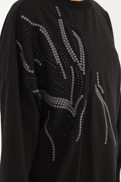 Puane Women's 2 Yarn Fabric Shiny Sequin Embroidery Detailed Tunic 10585