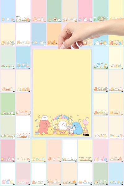 Ficksy لوحة مذكرة Sumikko Gurashi A5 - 50 ورقة مختلفة - دفتر مذكرة