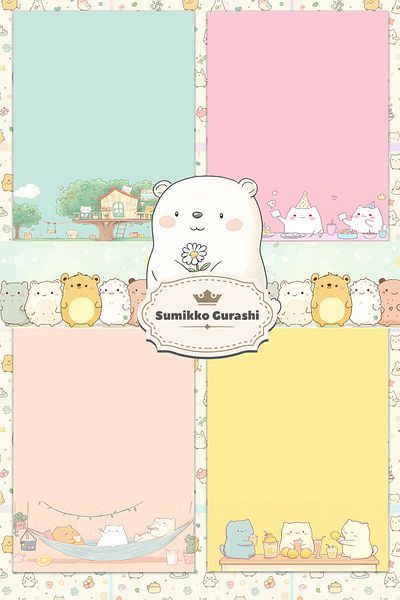 Ficksy لوحة مذكرة Sumikko Gurashi A5 - 50 ورقة مختلفة - دفتر مذكرة