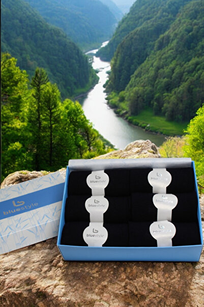 Blue Style %100 Bambu Erkek Siyah 6'lı Çorap Burun Dikişsiz