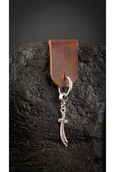 Piercing Market Steel & Silver Erkek Çelik Halka Sallantılı Özel Tasarım Kılıç Küpe Paslanma Kararma Yapmaz