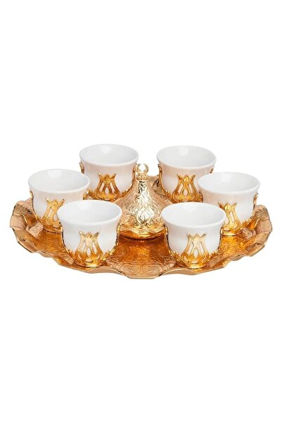 KT HOME 6-Person Porcelain Gold Coffee Cup Set Set Mirra