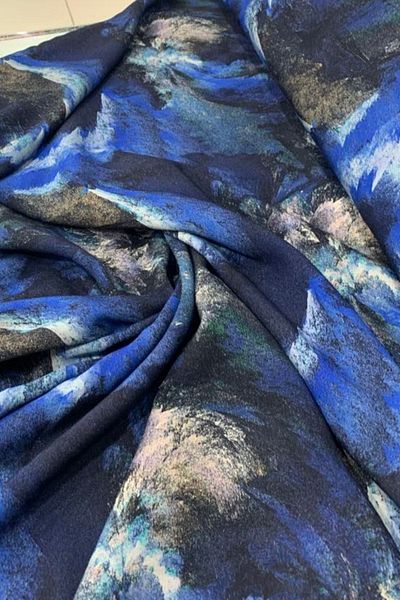 Evimmis Luxury Digital Printing - Φόρεμα από ύφασμα βισκόζης κασμίρ, φούστα και φαρδιά, πλάτος: 150 cm (διπλό πλάτος)