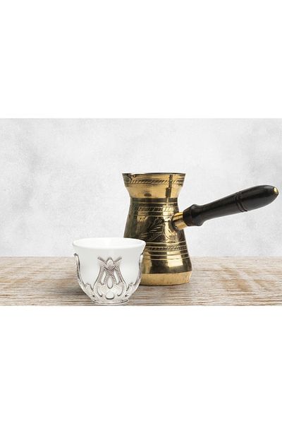 KT HOME 6-Person Gümetalren Silver Colored Mirra's Table and Cup Set
