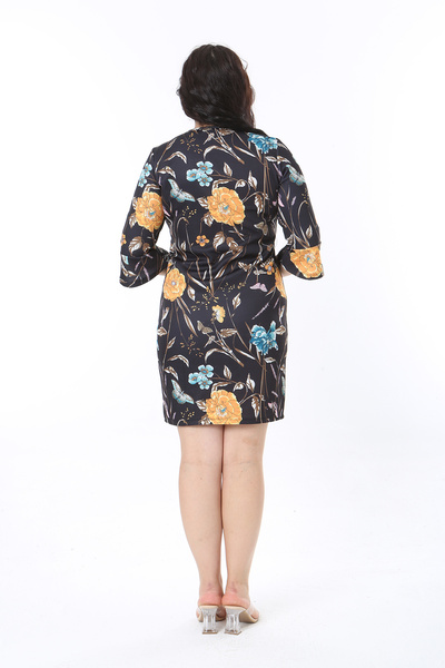 Şans Жіноче велике розмірне кольорове плаття з коміром-гудзиком з тканини Scuba 65N38589