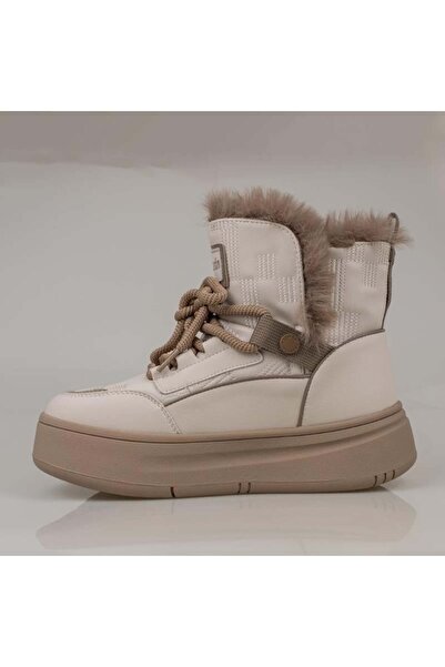 Pierre Cardin Krem Kadın Kauçuk İçi Yünlü Spor Bot