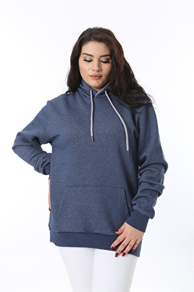 Şans Світшот з капюшоном для великих розмірів - з шардоном, кишенями-кенгуру, 3 нитки 65N38618