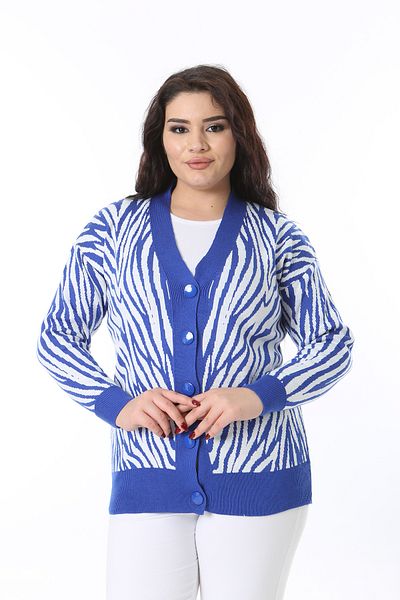 Şans Women's Plus Size Saks Front Button Knitwear Cardigan 65N38566