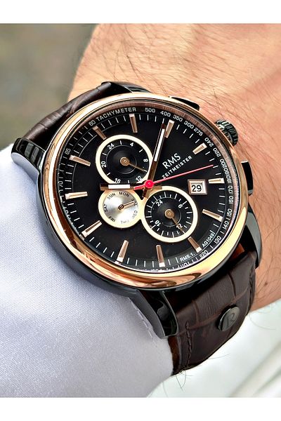 Romanson Functions Active 5 Atm Waterproof Leather Cord Steel Case Men's Wristwatch