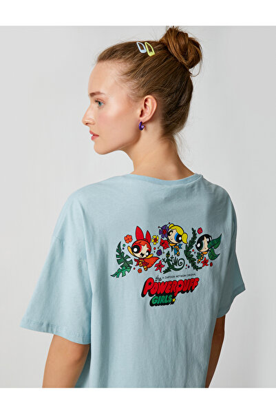 Koton Dievčenské tričko Power Puff Oversize Licencované na chrbte s potlačou Crew Neck Krátky rukáv