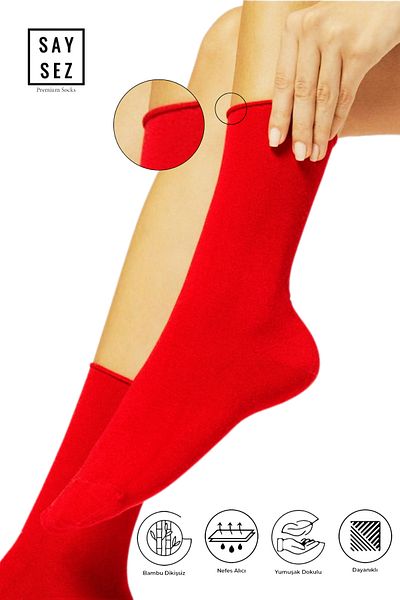 SAYSEZ Bamboo Red Colored Elastic Socks Christmas Socks Gift Box of 2 / Non-Squeezing and Non-Marking Socks
