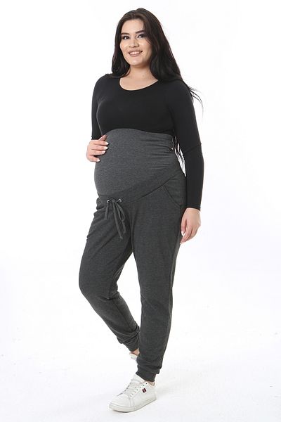 Şans Women's Plus Size Smoked Waist Eyelet Lace Detailed Maternity Pants 65N38557