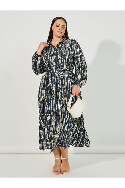 Styli فستان ميدي بطبعة ربطة عنق ومقاس كبير