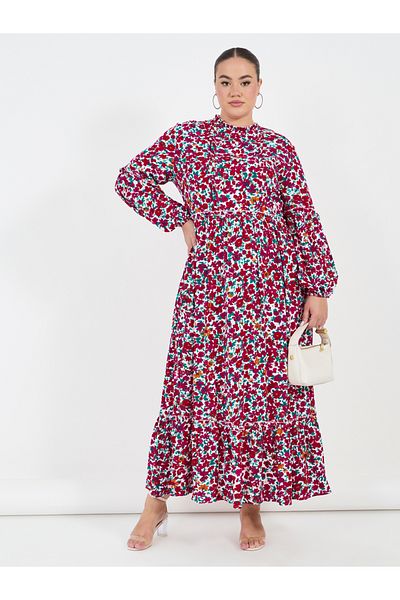 Styli Plus Size Floral Print A-Line Maxi Dress