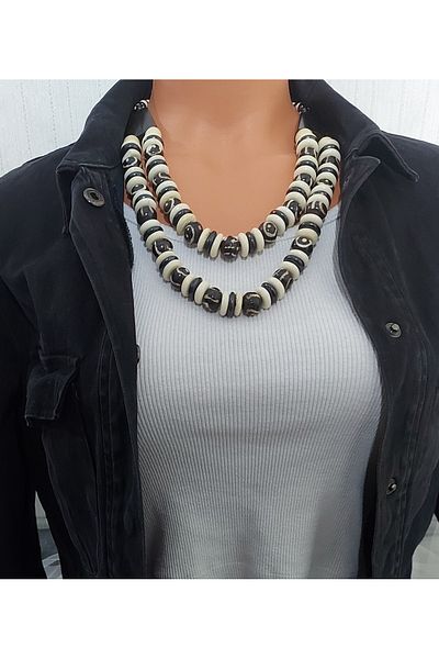 Virgo African Batik Bone Necklace