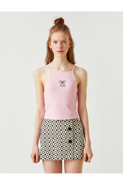 Koton Neckholder-Unterhemd mit Schmetterlingsdruck