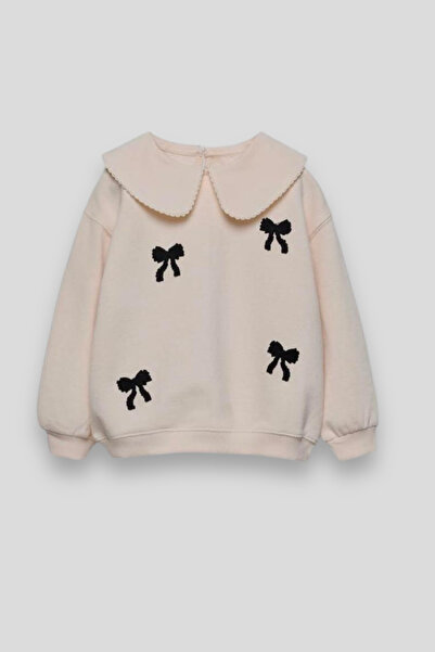 Magu Ribbon Patterned Cotton Sweatshirt Tights Girl's Bottom-Top Set