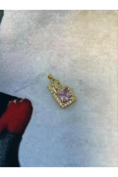 Swen Collection Pembe Taşlı Kelebek Detaylı Çelik Kolye Ucu