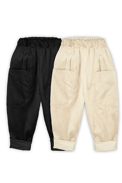 Catz Kids Pachet de 2 pantaloni moale din catifea pentru iubit (negru și crem)